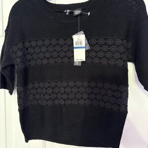 Ultra Flirt Black Crochet Panel Sweater